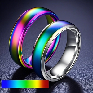 Anillo de Humor de Acero Inoxidable para Hombres y Mujeres Anillo de Banda con Cambio de Color Termosensible Joyería de Moda Minimalista
