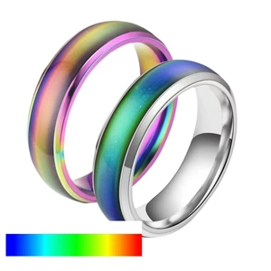 Anillo de humor de acero inoxidable termocrómico de 6mm con efecto de cambio de color