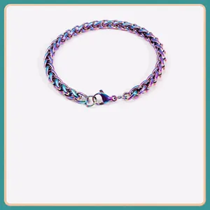 Iridescent stainless steel chain bracelet for men and women, 21cm length