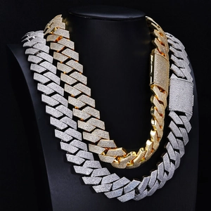 Hip hop S925 silver moissanite diamond rhombus cuban link necklace in gold and silver