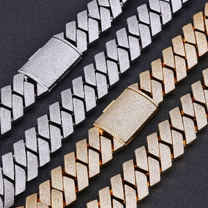 Iced out 26mm diamond Cuban link chains in gold and silver finish with square clasp