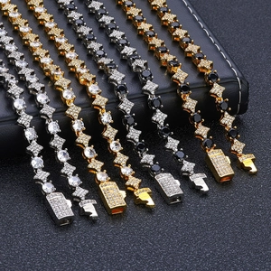 Catene tennis stella 6mm hip hop con finiture in oro e argento e pietre zirconi