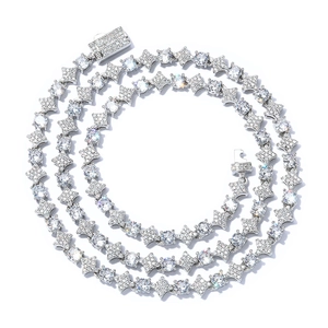 6mm zilveren tennis ketting met stervormige zirkonia in hiphop-stijl voor heren