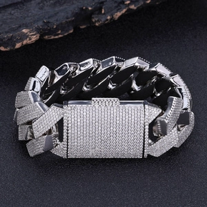 Hip Hop Six Row Zirconia Rhombus Cuban Link Bracelet For Men Iced Out Copper Plated Jewelry Fashion Wristband Accessory