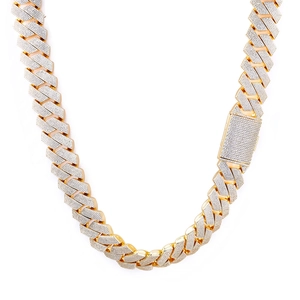 Hip-Hop-Gold-Cubankette mit sechs Reihen von mikropavé-besetzten Zirkonia-Steinen
