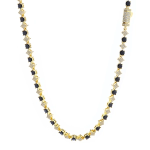 Heren hiphop 6mm tennisketting met zwarte stenen en gouden stervormige schakels