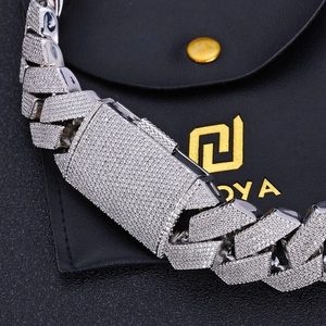 26mm silver hip hop Cuban link bracelet with six rows of sparkling zircons for men
