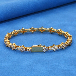 Pulsera Tennis De Hip Hop Para Hombre De Cobre Con Zirconia Cúbica Cadena De Estrellas Joyería De Lujo Accesorios Estilo Elegante
