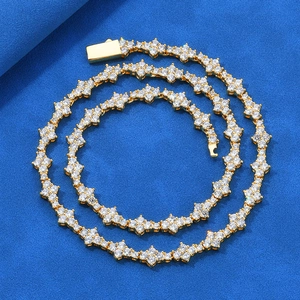 Collier de Tennis Hip Hop en Zirconia Cuivre Micro Incrusté Brillante Fleur Maillon Collier pour Homme Femme Bijoux de Mode