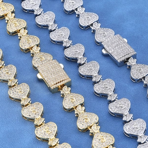 Ensemble Bijoux Hip Hop Iced Out Sac Argent Chaîne Cubaine Cuivre Zirconia Pavé Collier Bracelet Homme Femme Street Fashion