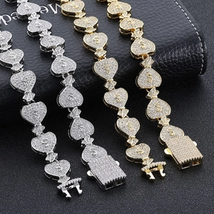 Collier Cuban Hip Hop 15mm avec pendentif sac d'argent et pierres en zircone cubique