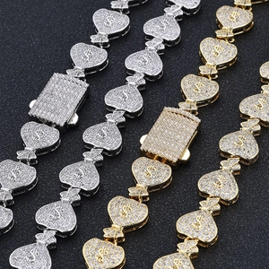 Collier chaîne à maillons sac d'argent hip hop 15mm avec finitions argent et or