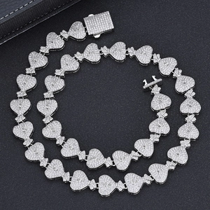 Collier Mailles Cubaines Sac d'Argent Hip Hop Cuivre Zirconia Incrusté Pendentif Signe Dollar Bijoux Street Fashion