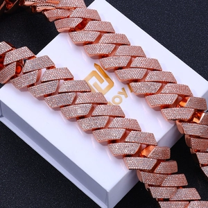 Close-up of rose gold plated hip-hop Cuban link necklace with micro-pave cubic zirconia