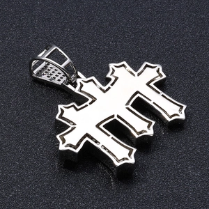 Hip hop vintage cross necklace for men featuring silver plated copper with square zircon stones