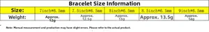 Size chart for hip hop tennis bracelet with 6.5mm width and multiple length options