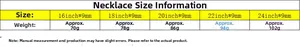 Size chart table for 9mm stainless steel square link chain necklace for men