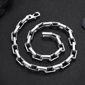 9mm stainless steel square box chain necklace for men with durable lobster clasp