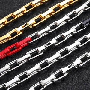 9mm titanium steel bamboo link chains in gold, silver, black, and red finishes for men