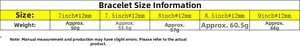 Size chart for 12mm hip hop cuban chain bracelet showing lengths and weights in detail