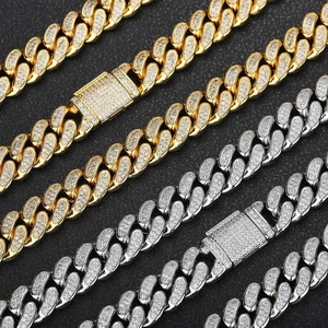 Hip Hop Iced Out Zirconia Cuban Link Chain Jewelry Set Gold Silver Plated Copper Necklace Bracelet For Men Women Streetwear Fashion