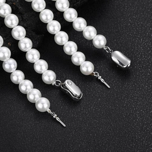 Parure de Bijoux en Künstliche Perles de Coquille Hip Hop Collier Bracelet Künstliche Perle Blanche Ronde Homme Femme Avec Fermoir en Acier Inoxydable