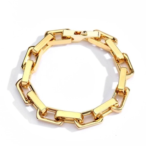 Goldenes 9mm Edelstahl-Gliederarmband für Herren mit poliertem Finish und Klappverschluss