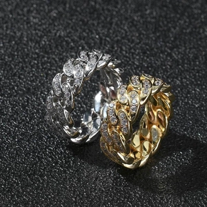 Anello catena cubana 8mm ghiacciato con placcatura in oro 18K e micro zirconi pavé