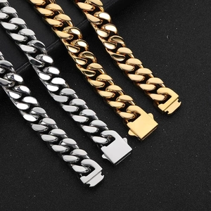 Chaînes à maillons cubains en acier inoxydable or et argent avec boucles carrées