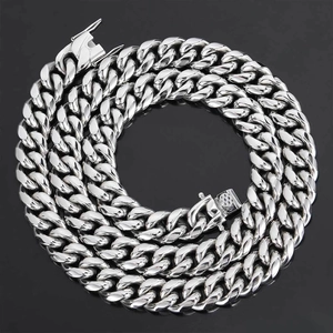 Collier Hip Hop Homme en Acier Inoxydable Mailles Cubaines Plaqué Or 18K Grosse Chaîne Lourde Mode Streetwear Bijoux Unisexe