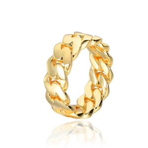 Anello uomo a catena cubana da 8mm placcato oro, stile hip-hop dal design pulito