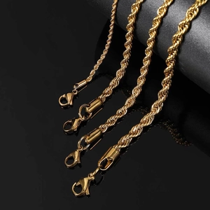 Bracelets chaîne torsadée pour homme en acier inoxydable plaqué or 18k en quatre tailles