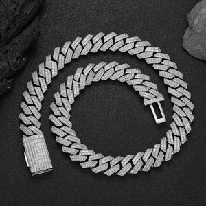 Hip Hop Heavy Iced Out Cuban Link Chain Necklace Copper Cubic Zirconia Double Row Square Zircon Jewelry For Men Women Party Accessory