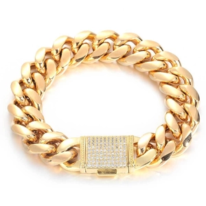 Vergoldetes Herren-Panzerarmband im Miami-Hip-Hop-Stil mit Zirkonia-Verschluss