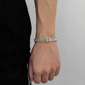 Bracelet tennis hip hop pour homme avec oxydes de zirconium carrés et ronds sertis