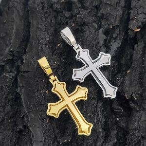 Hip hop cross pendant necklaces in gold and silver finish with micro-pave zircon detail