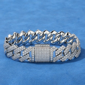 Hip Hop Herren Iced Out Doppelreihige Zirkonia Raute Panzerkette Armband Kupfer Luxus High End Schmuck Geschenk Gold Silber