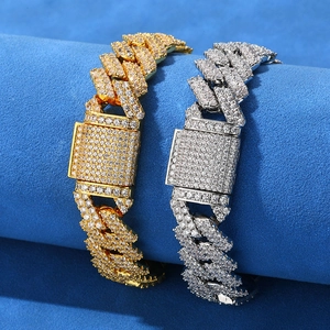 14mm doppelreihige vereiste Zirkon Kubanische Gliederkette Armbänder in Gold und Silber
