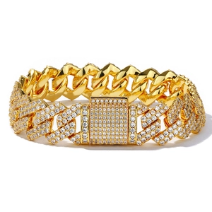14mm vergoldetes doppelreihiges CZ Diamant Cuban Armband für Herren im Hip-Hop Stil
