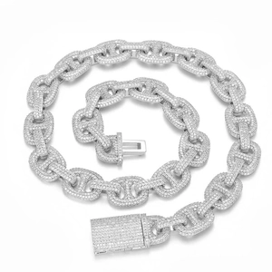 Collier chaîne mariner 16mm iced out avec placage d'argent et micro-pavé de zircons