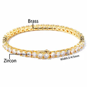 Detailweergave van gouden tennisarmband maten met opties voor 3mm 4mm en 5mm