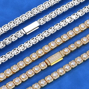 7mm Hip-Hop Tennis-Halsketten in Gold und Silber mit Zirkonia-Klappverschluss-Design