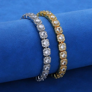Set aus eisgekühlten 7mm Zirkon-Tennisarmbändern in Gold und Silber für Hip-Hop-Style