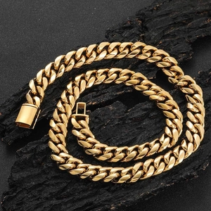Hip Hop Stainless Steel Cuban Link Chain Necklace For Men Women High Polished Heavy Metal Streetwear Fashion Jewelry Accessory