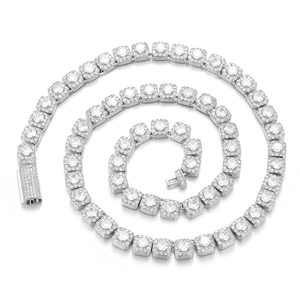 7mm Hip Hop tennis chain necklace with iced out cubic zirconia stones in white gold finish