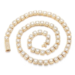 Luxury 7mm gold plated tennis chain with cubic zirconia stones and iced out flip clasp