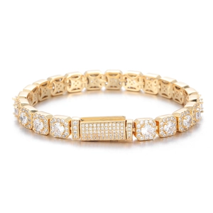 Luxuriöses 7mm vergoldetes Iced Out Hip-Hop-Armband mit Zirkonia-Pavé-Besatz