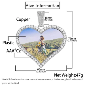 Spécifications détaillées de taille du pendentif médaillon cœur avec dimensions