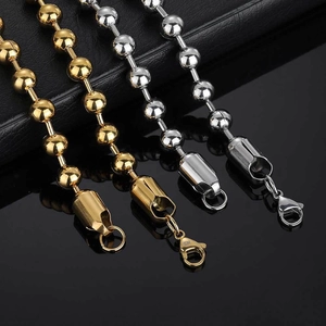 8mm stainless steel ball chain necklace in gold and silver finish with lobster clasp