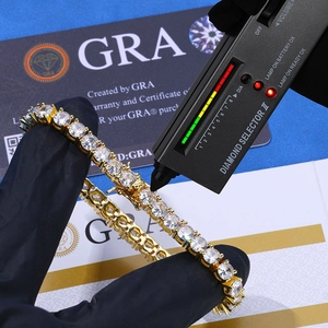 Gold 925 sterling silver moissanite tennis bracelet tested for diamond heat conductivity